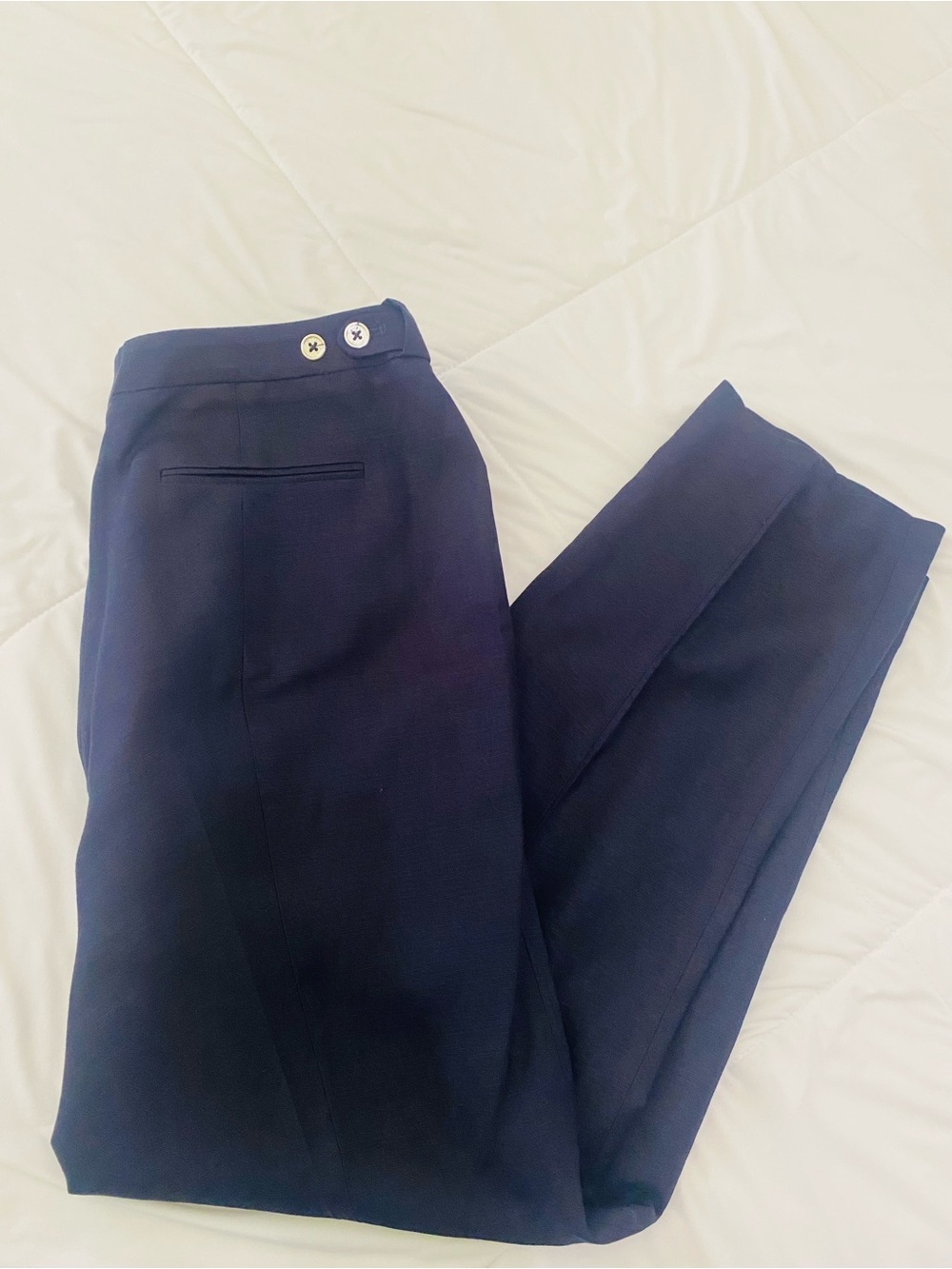 Calvin Klein Highline Linen Blend Navy Pants Trousers NWOT 12
